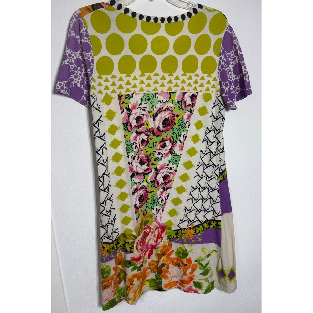 Etro Dress Women 46 Multicolor Mixed‎ Print Floral Geometric Short Sleeve Shift - Picture 4 of 10